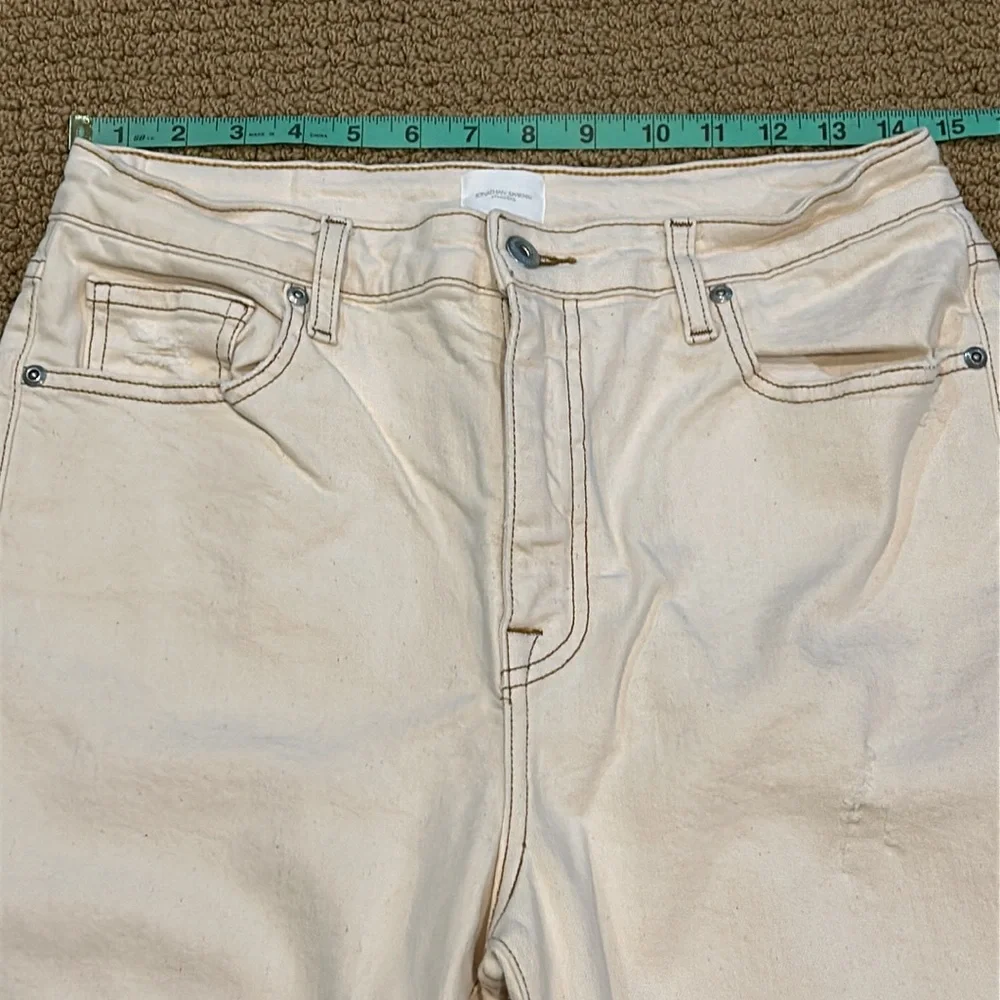 Jonathan Simkhai River High Rise Straight Leg Jeans in Ecru 32 Distressed - Picture 12 of 15